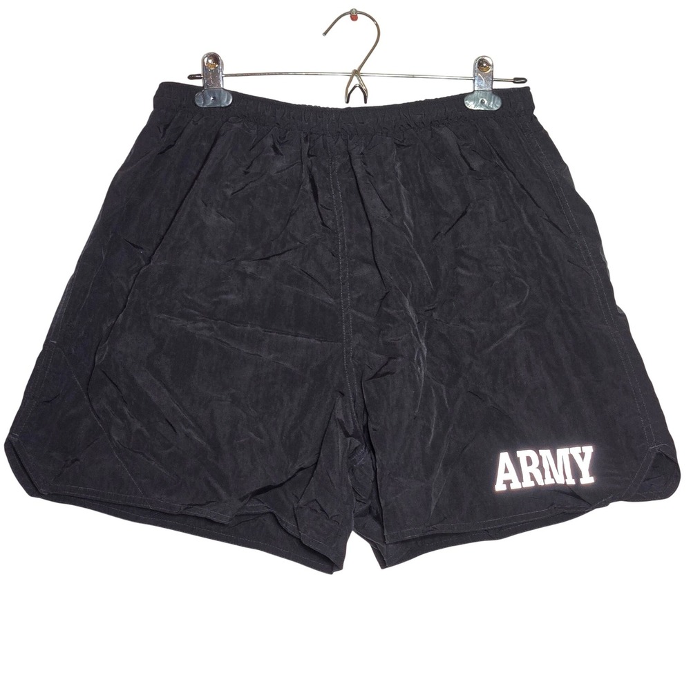 US Army Physical Fitness Uniform PFU Black Nylon Shorts Large Athletic Military
